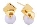 DJE310885 14K Pearl Square Post Earrings - MiMi Wholesale