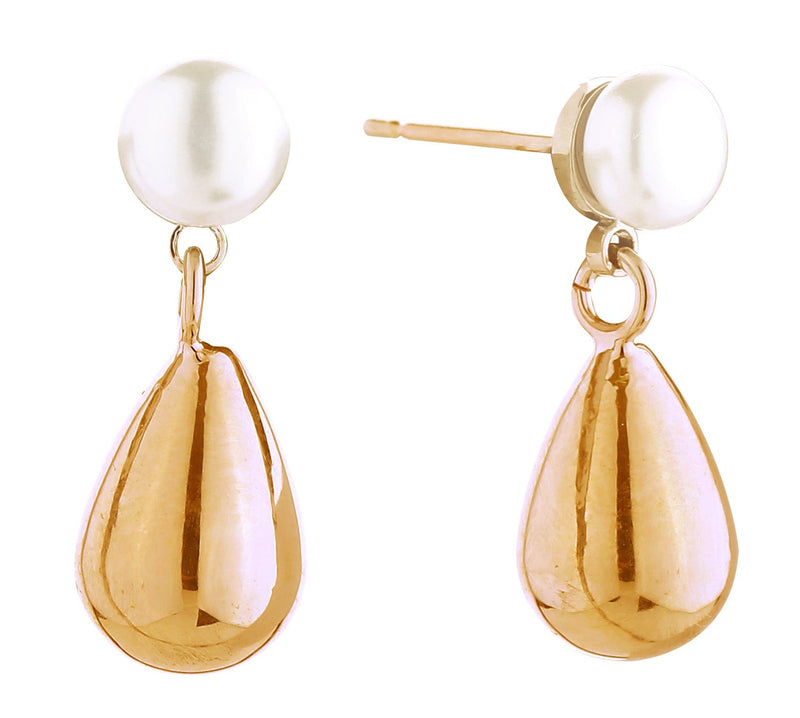 DJE310889 14K Teardrop Pearl Post Earrings - MiMi Wholesale