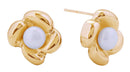 DJE310890 14K Flower Pearl Post Earrings - MiMi Wholesale
