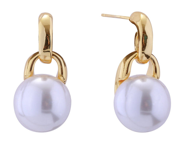 DJE310896 14K Dipped Pearl Drop Post Earrings - MiMi Wholesale