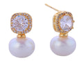 DJE310900 14K Crystal Pearl Drop Post Earrings - MiMi Wholesale