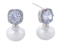 DJE310900 14K Crystal Pearl Drop Post Earrings - MiMi Wholesale