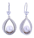 DJE310901 14K Luxe Pearl Drop Pave CZ Earrings - MiMi Wholesale