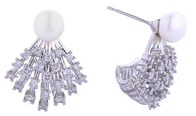 DJE310903 14K Shooting Star Pearl Post Earrings - MiMi Wholesale