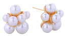 DJE310904 14K Pearl Cluster Post Earrings - MiMi Wholesale
