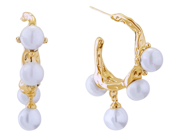 DJE310907 14K Dripping Pearl Post Earrings - MiMi Wholesale