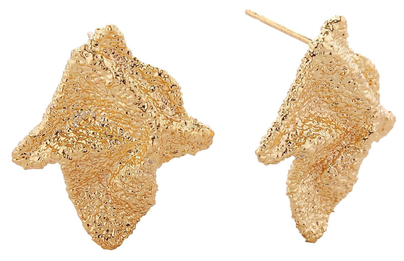 DJE310918 14K Grain Texture Crinkle Post Earrings - MiMi Wholesale