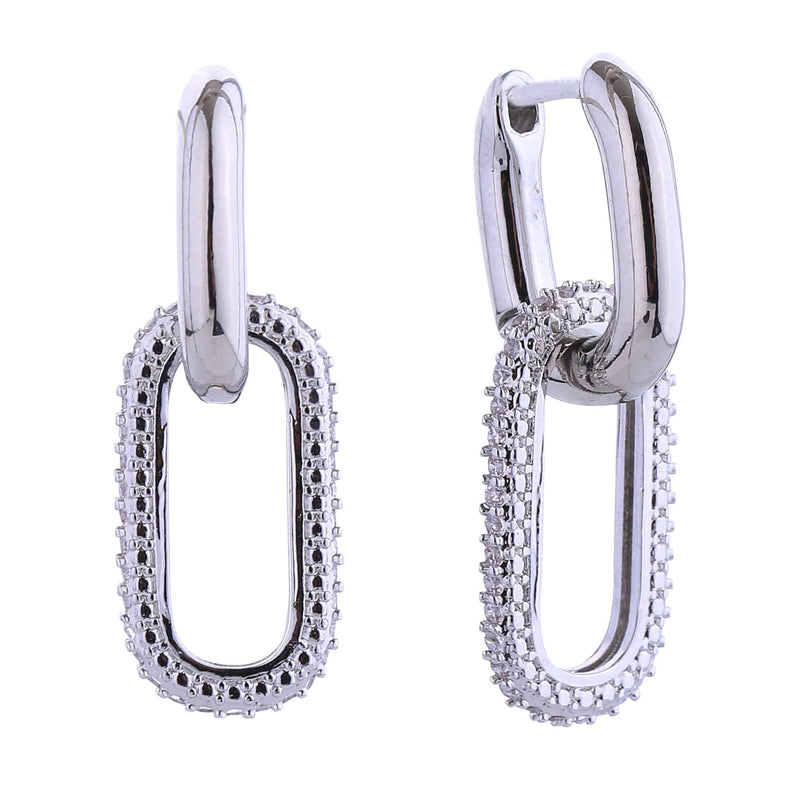 DJE310927 14K Link Pave CZ Huggie Earrings - MiMi Wholesale