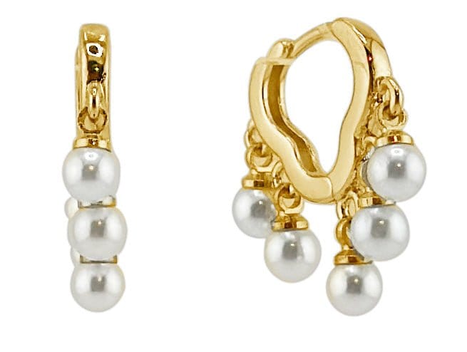 DJE310945 14K Dipped Dropped Pearl Hoop Earrings - MiMi Wholesale