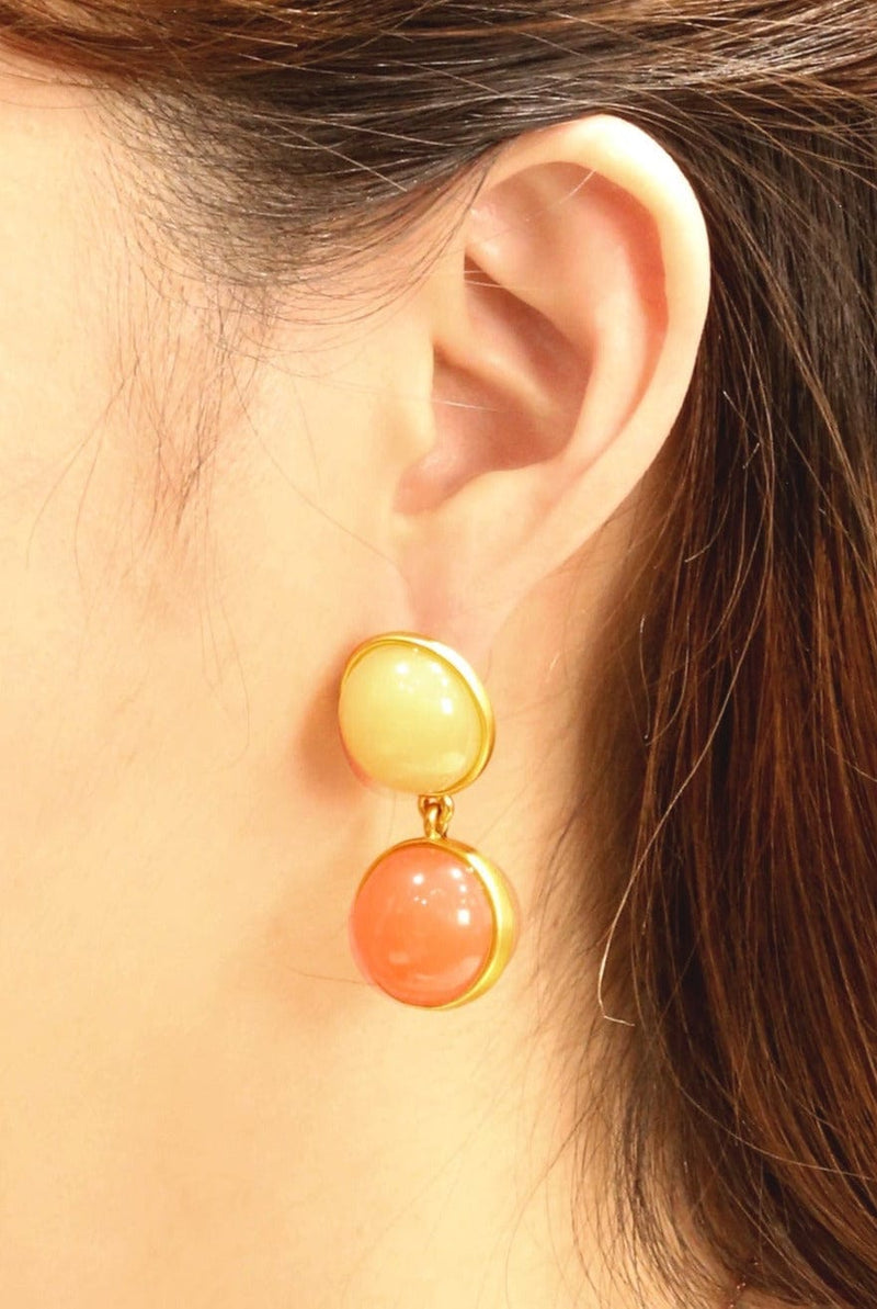 DJE310976 14K Two Tone Resin Dangle Post Earrings - MiMi Wholesale