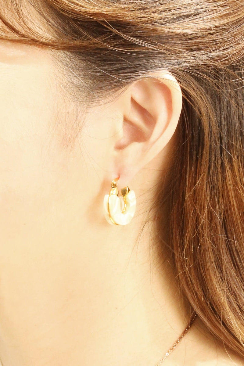 DJE311054 14K Small Chunky Resin Pincatch Earrings - MiMi Wholesale