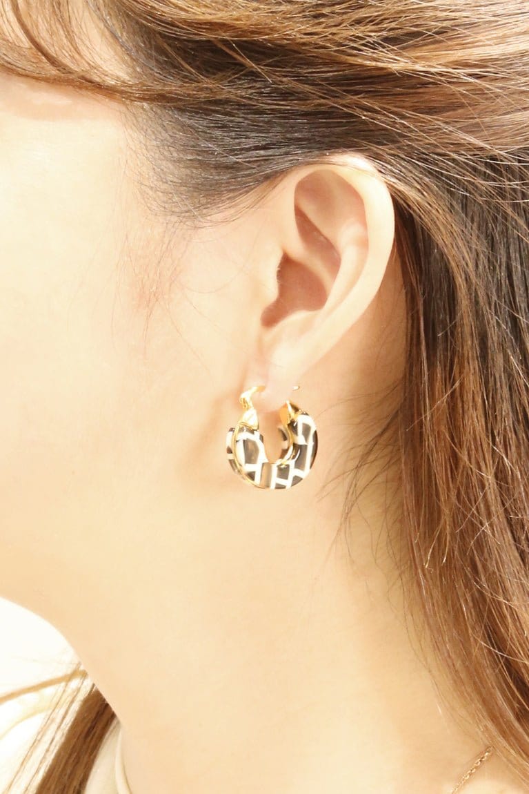 DJE311054 14K Small Chunky Resin Pincatch Earrings - MiMi Wholesale