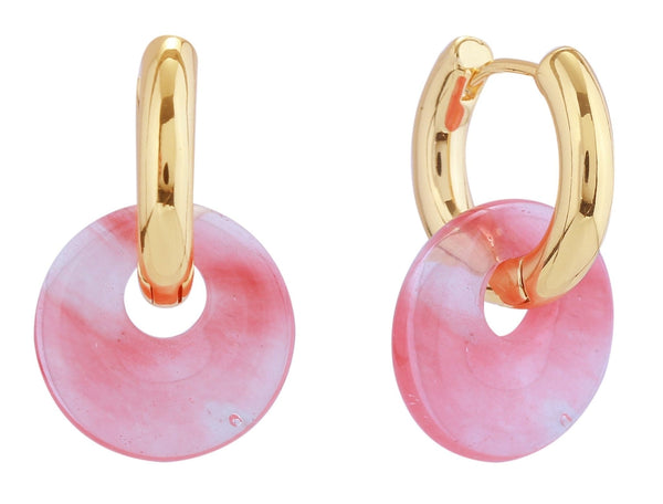 DJE311055 14K Round Resin Huggie Earrings - MiMi Wholesale