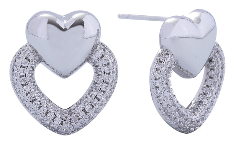 DJE311064 14K Double Heart Post Earrings - MiMi Wholesale