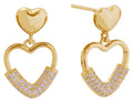 DJE311066 14K Dipped Double Heart Drop Post Earrings - MiMi Wholesale