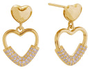 DJE311066 14K Dipped Double Heart Drop Post Earrings - MiMi Wholesale