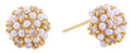 DJE311072 14K Cluster Pearl Jeweled Plate Post Earrings - MiMi Wholesale