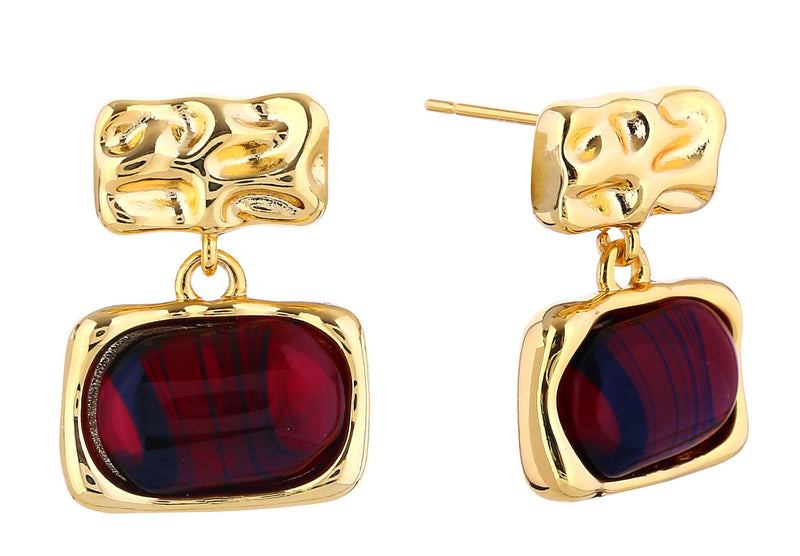 DJE311167 14K Dipped Crimson Charm Drop Earrings - MiMi Wholesale