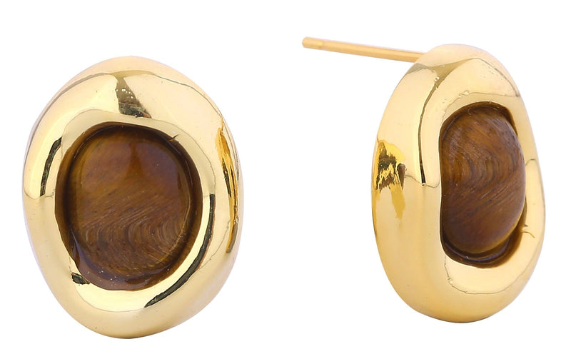 DJE311170 14K Tiger's Eye Elegance Post Earrings - MiMi Wholesale