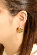 DJE311191 14K Dipped Crinkle Post Earrings - MiMi Wholesale