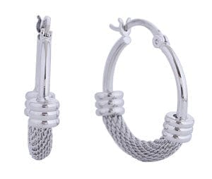 DJE311192 14K Dipped Mesh Accent Hoop Earrings - MiMi Wholesale