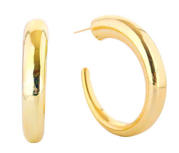 DJE311197 14K Dipped Classic Hoop Post Earrings - MiMi Wholesale