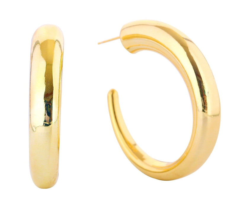 DJE311197 14K Dipped Classic Hoop Post Earrings - MiMi Wholesale