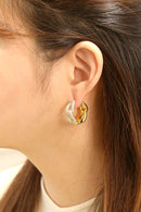 DJE311202 14K Dipped Diamond Link Hoop CZ Earrings - MiMi Wholesale