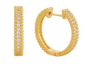 DJE311210 14K Dipped Sparkle Pave CZ Hoop Earrings - MiMi Wholesale