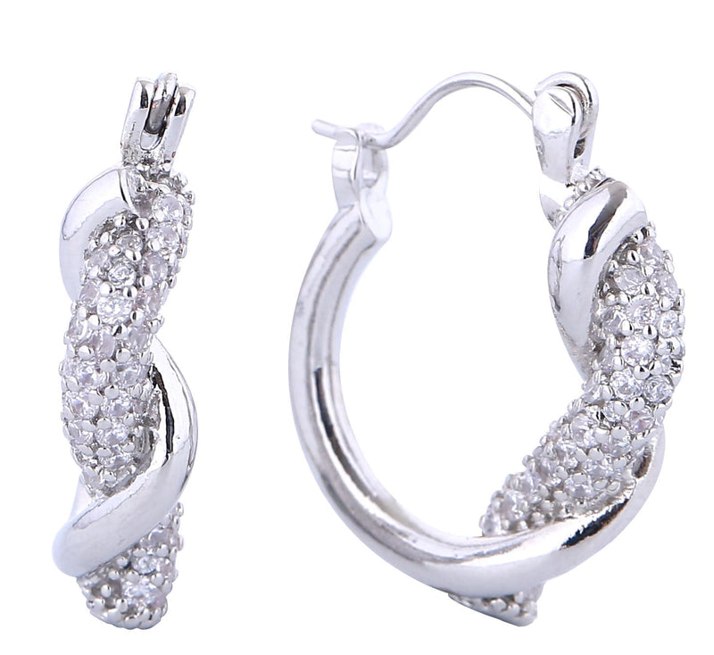 DJE311211 14K Dipped Twisted Elegance CZ Hoop Earrings - MiMi Wholesale