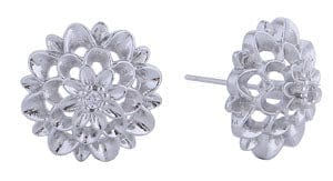 DJE311216 14K Dipped Blossom Filigree CZ Post Earrings - MiMi Wholesale