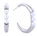 DJE311228 14K Dipped Pearl Crescent CZ Hoop Earrings - MiMi Wholesale