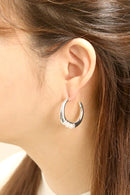 DJE311228 14K Dipped Pearl Crescent CZ Hoop Earrings - MiMi Wholesale