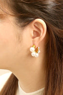 DJE311232 14K Dipped Pearl Cluster Hoop Earrings - MiMi Wholesale