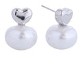 DJE311235 14K Dipped Heart Pearl Drop Earrings - MiMi Wholesale