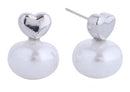 DJE311235 14K Dipped Heart Pearl Drop Earrings - MiMi Wholesale