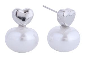 DJE311235 14K Dipped Heart Pearl Drop Earrings - MiMi Wholesale