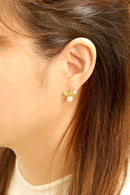 DJE311238 14K Dipped Honey Pearl CZ Post Earrings - MiMi Wholesale