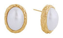 DJE311241 14K Dipped Oval Pearl Post Earrings - MiMi Wholesale
