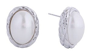 DJE311241 14K Dipped Oval Pearl Post Earrings - MiMi Wholesale