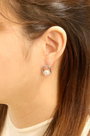 DJE311242 14K Dipped Frame Pearl Post Earrings - MiMi Wholesale