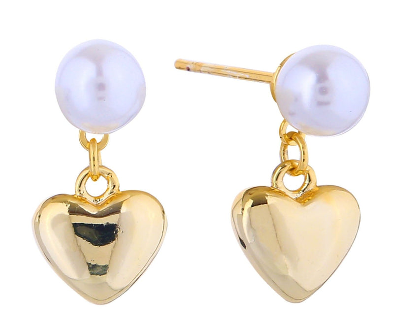 DJE311252 14K Dipped Heart Drop Pearl Earrings - MiMi Wholesale