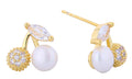 DJE311261 14K Dipped Crystal Pearl Cherry Earrings - MiMi Wholesale