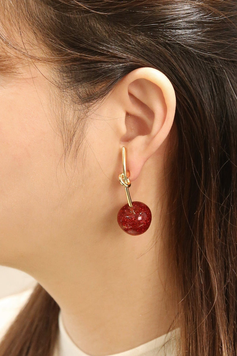 DJE311315 14K Dipped Crimson Spark Cherry Drop Earrings - MiMi Wholesale