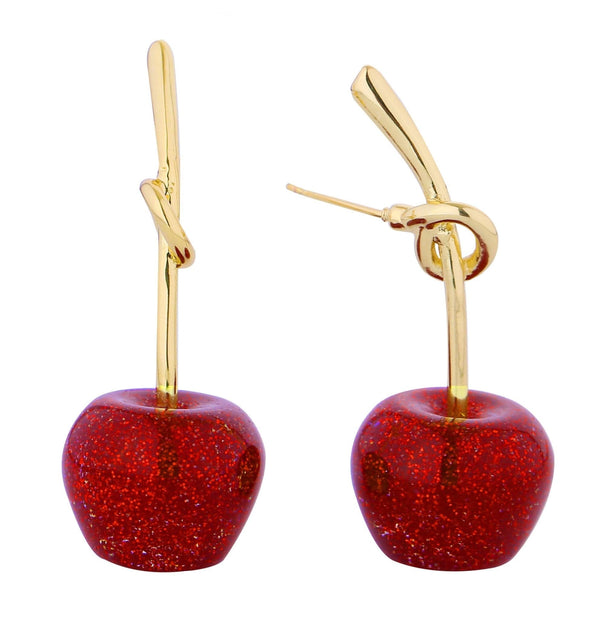 DJE311315 14K Dipped Crimson Spark Cherry Drop Earrings - MiMi Wholesale