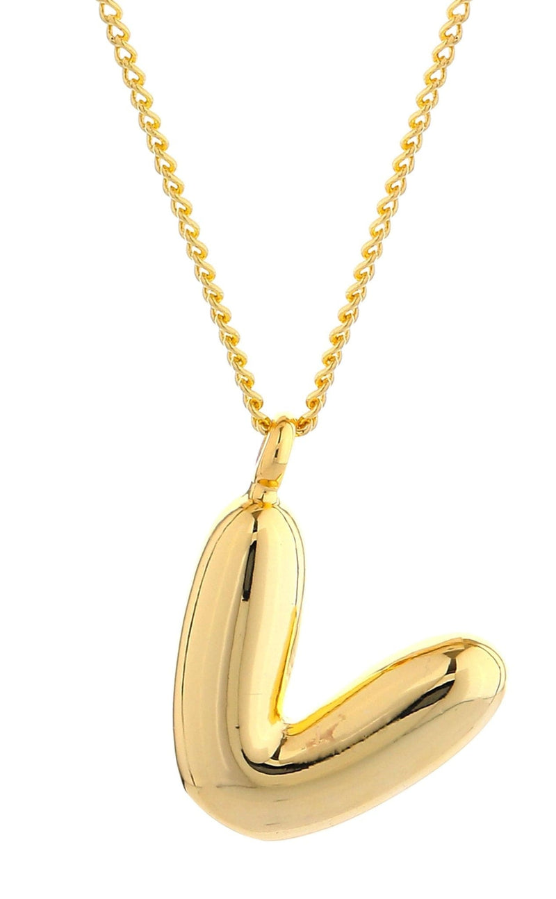 DJN330008 14K Dipped Small Bubble Letter Initial Necklace - MiMi Wholesale