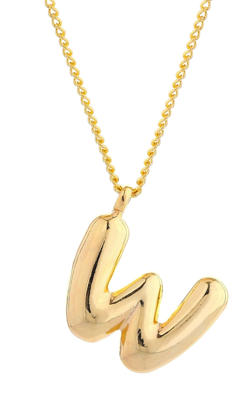 DJN330008 14K Dipped Small Bubble Letter Initial Necklace - MiMi Wholesale