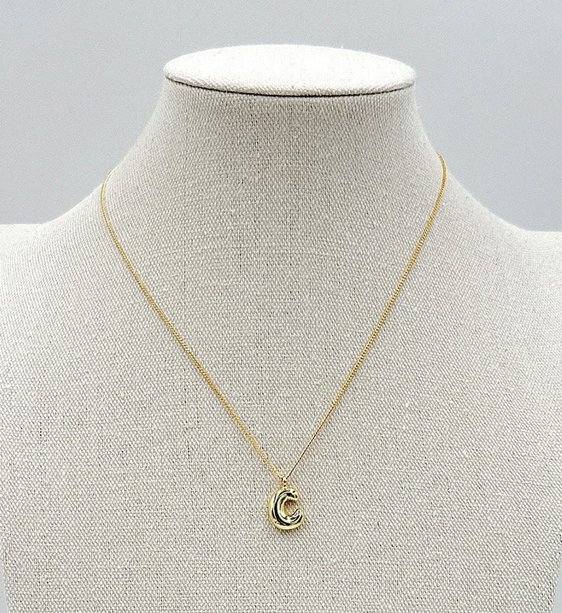 DJN330008 14K Dipped Small Bubble Letter Initial Necklace - MiMi Wholesale