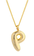 DJN330008 14K Dipped Small Bubble Letter Initial Necklace - MiMi Wholesale