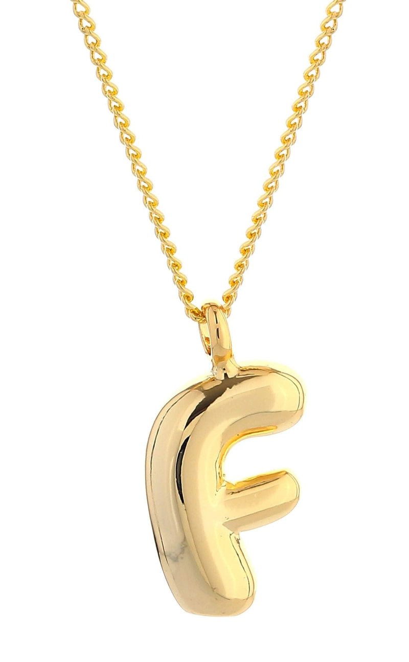 DJN330008 14K Dipped Small Bubble Letter Initial Necklace - MiMi Wholesale